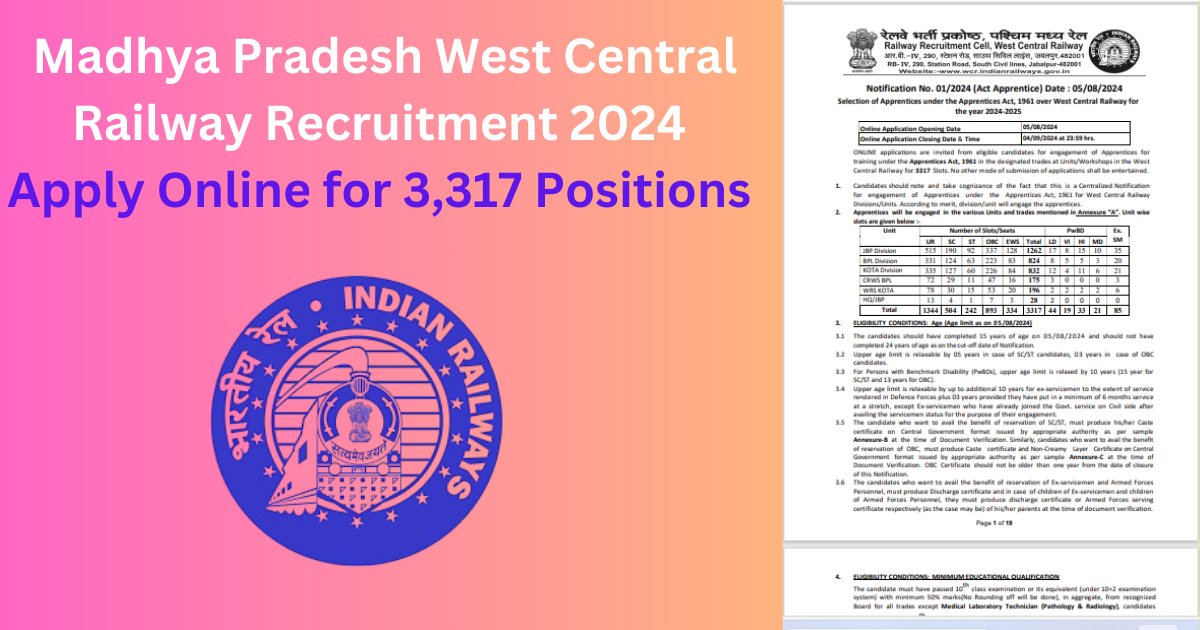 MP West Central Railway Recruitment 2024