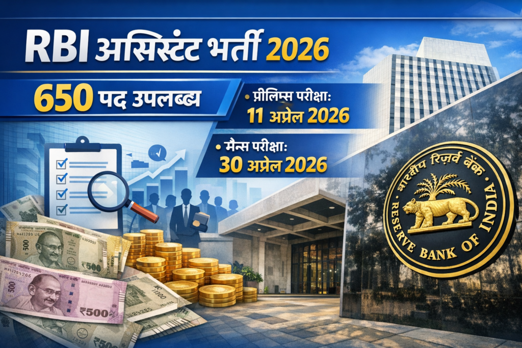 भारतीय रिजर्व बैंक में 650 पदों पर भर्ती 2026 – RBI Assistant Recruitment